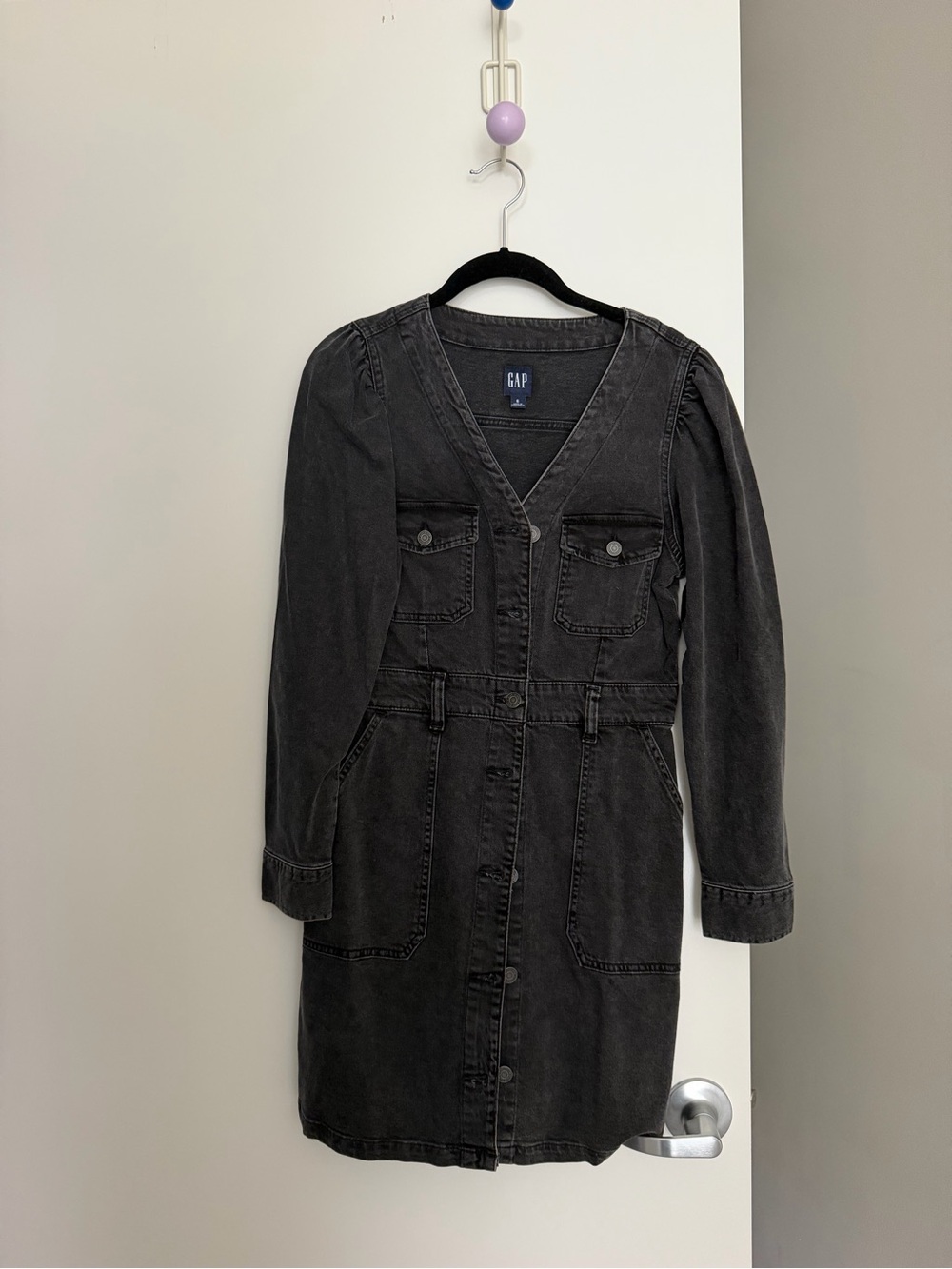 GAP Black Washed Denim Jacket Dress